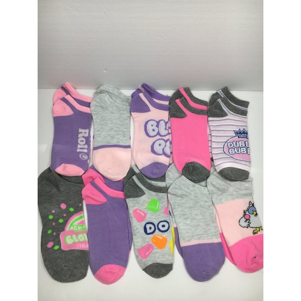 Pickle & Dot Tootsie Roll Pop Assorted Candy Socks 10-Pair Pack Purple  Blue